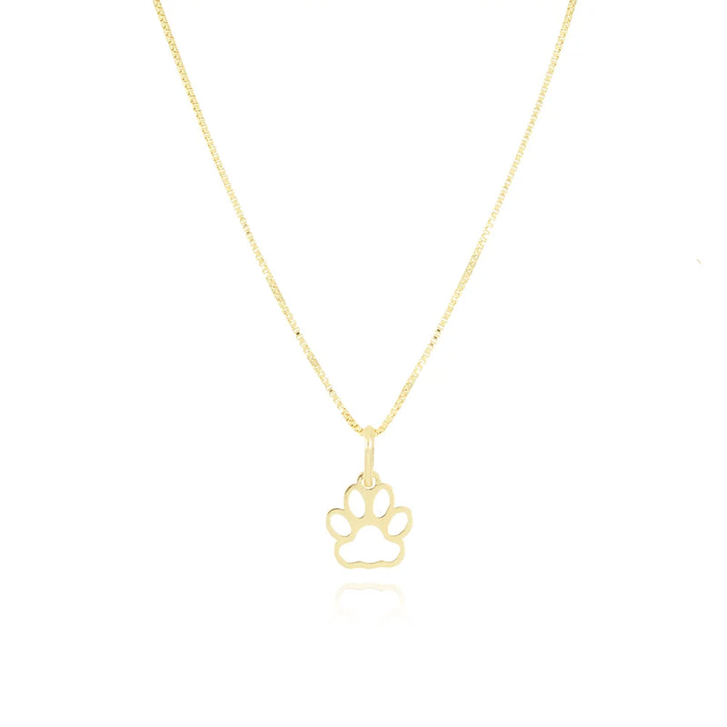 Colar com Pingente de Patinha de Cahorro Banhado em Ouro 18k