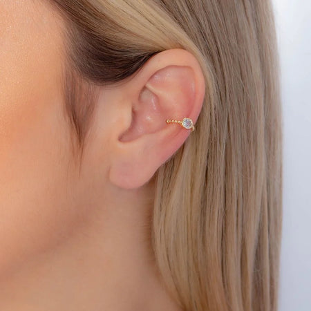 Piercing de Pressão Cravejado com Zircônias Banhado a Ouro 18k